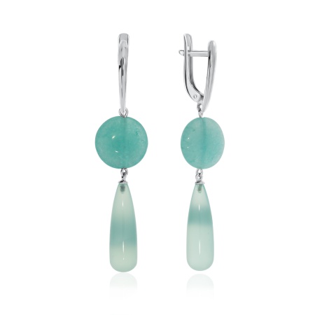 Купить оптом серьги из серебра с агатами и халцедонами 2340870577-62 от Krasnoe