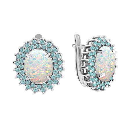 Купить оптом серьги из серебра с опалами и нанотурмалинами 2340250150л-10 от Krasnoe