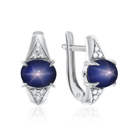 Купить оптом серьги из серебра с сапфир звездчатыйами и фианитами 2340940372л-8 от Krasnoe