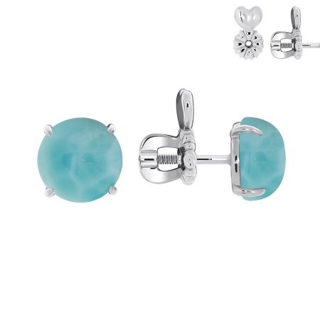 Купить оптом пусеты из серебра с ларимарами П340Л12680 от Krasnoe