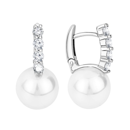Купить оптом серьги из серебра с жемчугами и фианитами 2340241576 от Krasnoe