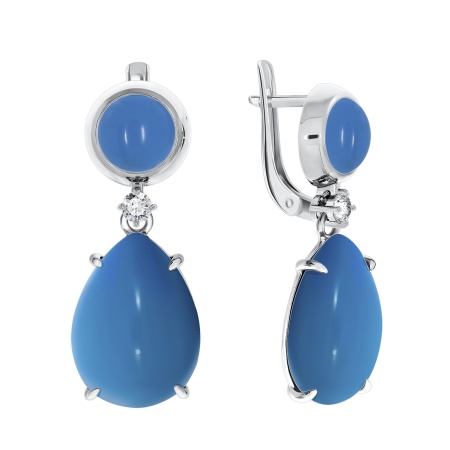 Купить оптом серьги из серебра с фианитами и бирюзой 2340270501 от Krasnoe