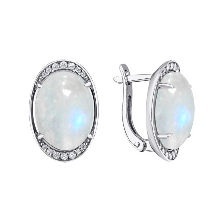 Купить оптом серьги из серебра с лунным камнем и фианитами 2340931968л от Krasnoe