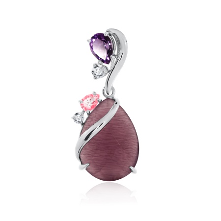 Купить оптом подвеска из серебра с кошачий глазом и фианитами 3340260876-33 от Krasnoe