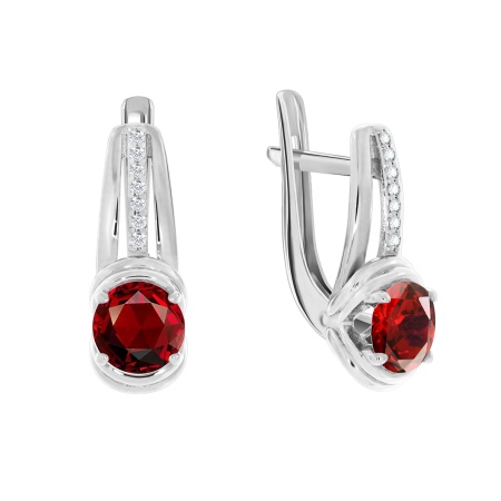Купить оптом серьги из серебра с гранатами и фианитами 2340820995 от Krasnoe