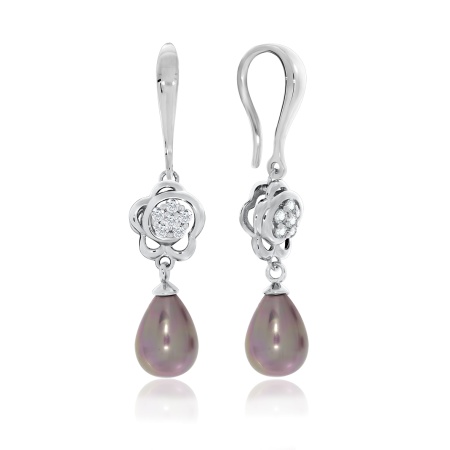 Купить оптом серьги из серебра с жемчугами и фианитами 2340240832-47 от Krasnoe