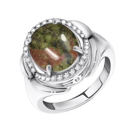 Купить оптом кольцо из серебра с яшмой и фианитами 1340300140 от Krasnoe