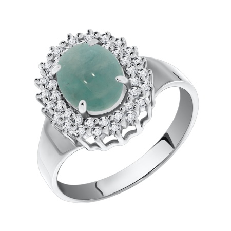 Купить оптом кольцо из серебра с амазонитом и фианитами 1340370145л от Krasnoe