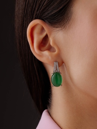 Купить оптом серьги из серебра с агатами и фианитами 2340393537л-60 от Krasnoe