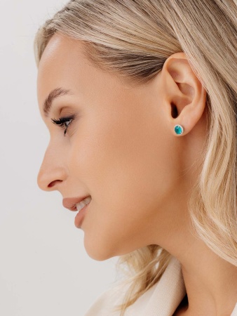 Купить оптом пусеты из серебра с турмалин синт.ами и фианитами 2340081972л-1-78 от Krasnoe