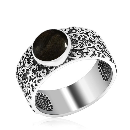Купить оптом кольцо из серебра с обсидианом 1310321366-20 от Krasnoe