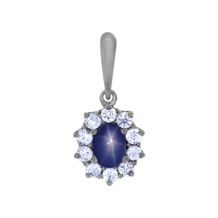 Купить оптом подвеска из серебра с сапфир звездчатыйом и фианитами 3340943604-8 от Krasnoe