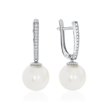 Купить оптом серьги из серебра с жемчугами и фианитами 2340240708л от Krasnoe