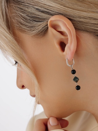 Купить оптом серьги из серебра с агатами и агатами 2340395880-А15 от Krasnoe