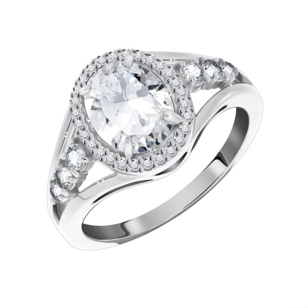 Купить оптом кольцо из серебра с кристаллом и фианитами 1340290182л от Krasnoe