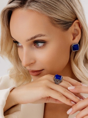 Купить оптом серьги из серебра с лазуритами 2310475157 от Krasnoe