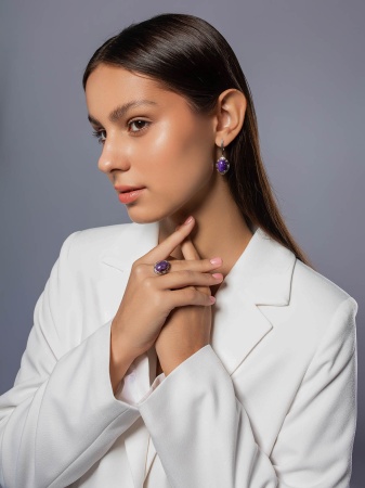 Купить оптом серьги из серебра с чароитами 2340465702 от Krasnoe