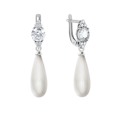 Купить оптом серьги из серебра с жемчугами и фианитами 2340244654-2 от Krasnoe