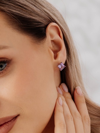 Купить оптом пусеты из серебра с аметистами 2340061912 от Krasnoe