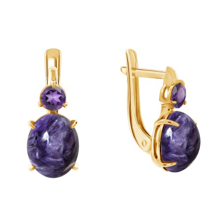 Купить оптом серьги из серебра с аметистами и чароитами 2320870367-93 от Krasnoe