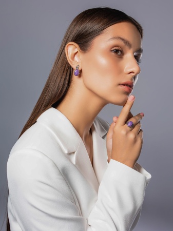 Купить оптом серьги из серебра с чароитами 2310465167 от Krasnoe