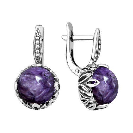 Купить оптом серьги из серебра с чароитами 2340465174 от Krasnoe