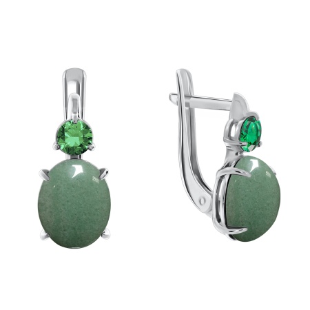 Купить оптом серьги из серебра с авантюринами и фианитами 2340360367-60 от Krasnoe