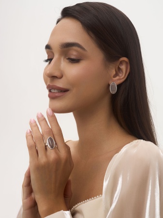 Купить оптом серьги из серебра с агатами и фианитами 2340390938л-21 от Krasnoe