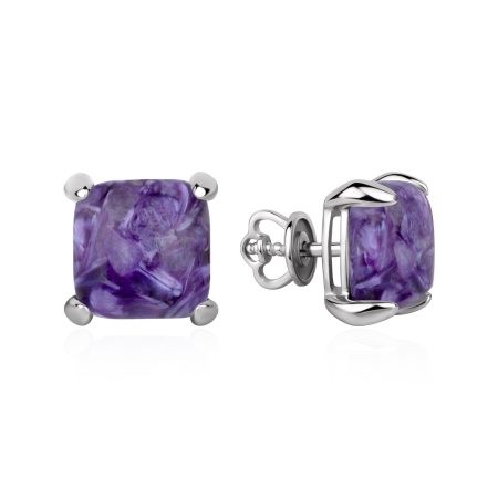 Купить оптом пусеты из серебра с чароитами 2340466623 от Krasnoe