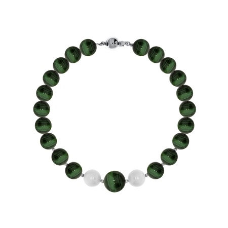 Купить оптом браслет из серебра с жемчугами и малахитами 4340386103-1-19 от Krasnoe