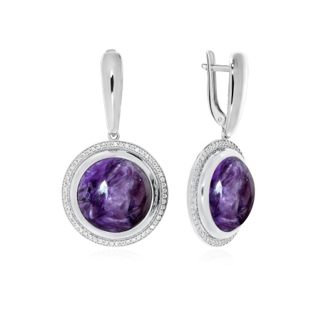 Купить оптом серьги из серебра с чароитами и фианитами 2340460964л от Krasnoe