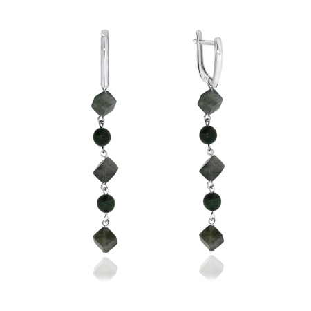 Купить оптом серьги из серебра с малахитами и агатами 2340870674-10 от Krasnoe