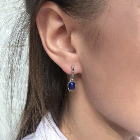 Купить оптом серьги из серебра с сапфир звездчатыйами и фианитами 2340940375л-8 от Krasnoe