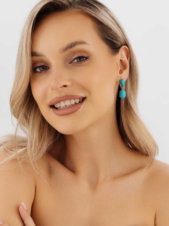 Купить оптом серьги из серебра с ситаллами и бирюзой 2340311434-78 от Krasnoe