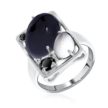 Купить оптом кольцо из серебра с агатом, хрусталём и фианитами 1340871176-54 от Krasnoe