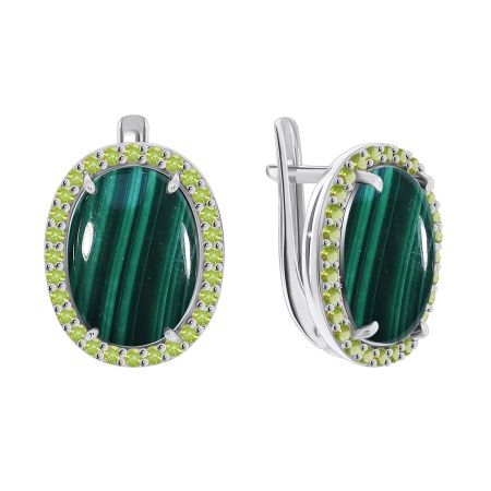 Купить оптом серьги из серебра с малахитами и ситаллами 2340380253-65 от Krasnoe