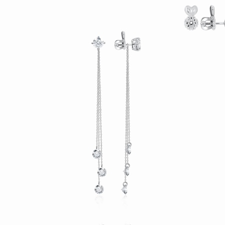 Купить оптом пусеты из серебра с фианитами 2340201621-3 от Krasnoe