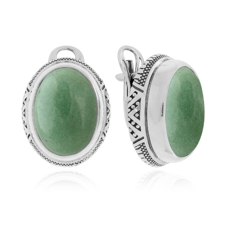 Купить оптом серьги из серебра с авантюринами 2310361488-1-60 от Krasnoe