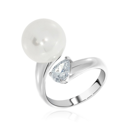 Купить оптом кольцо из серебра с жемчугом и фианитом 1340241396 от Krasnoe