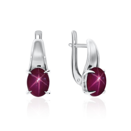 Купить оптом серьги из серебра с рубинами звездчатыми 2340940370-3 от Krasnoe