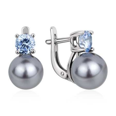 Купить оптом серьги из серебра с жемчугами и фианитами 2340245657-22 от Krasnoe