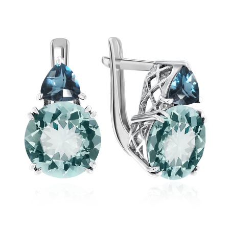 Купить оптом серьги из серебра с топазами и кварцем 2340870226-79 от Krasnoe