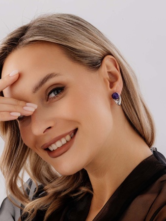 Купить оптом серьги из серебра с чароитами 2340462360 от Krasnoe