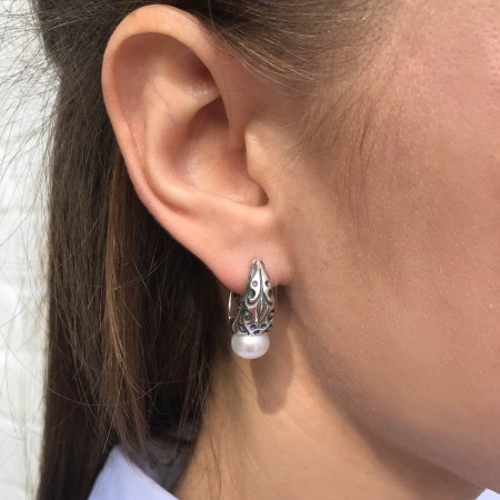 Купить оптом серьги из серебра с жемчугами 2310050864 от Krasnoe