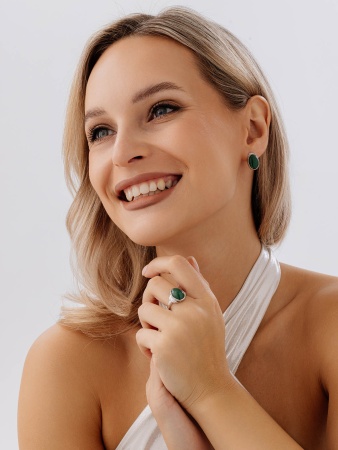 Купить оптом серьги из серебра с авантюринами 2340361826-1-60 от Krasnoe