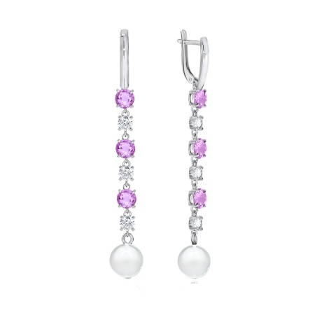 Купить оптом серьги из серебра с хрусталём, фианитами и аметистами 2340521511-2 от Krasnoe