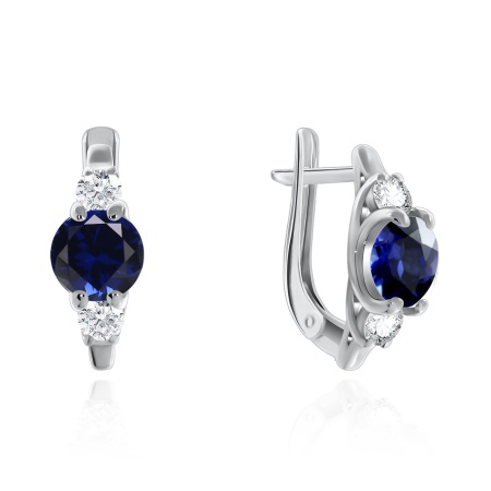 Купить оптом серьги из серебра с натуральными корундами и фианитами 2340800260-80 от Krasnoe