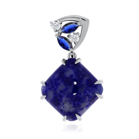 Купить оптом подвеска из серебра с лазуритом, фианитами и ситаллами 3340470974 от Krasnoe