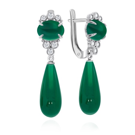 Купить оптом серьги из серебра с агатами и фианитами 2340390972л-1-60 от Krasnoe