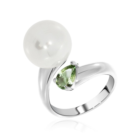 Купить оптом кольцо из серебра с жемчугом и фианитом 1340241396-1-68 от Krasnoe